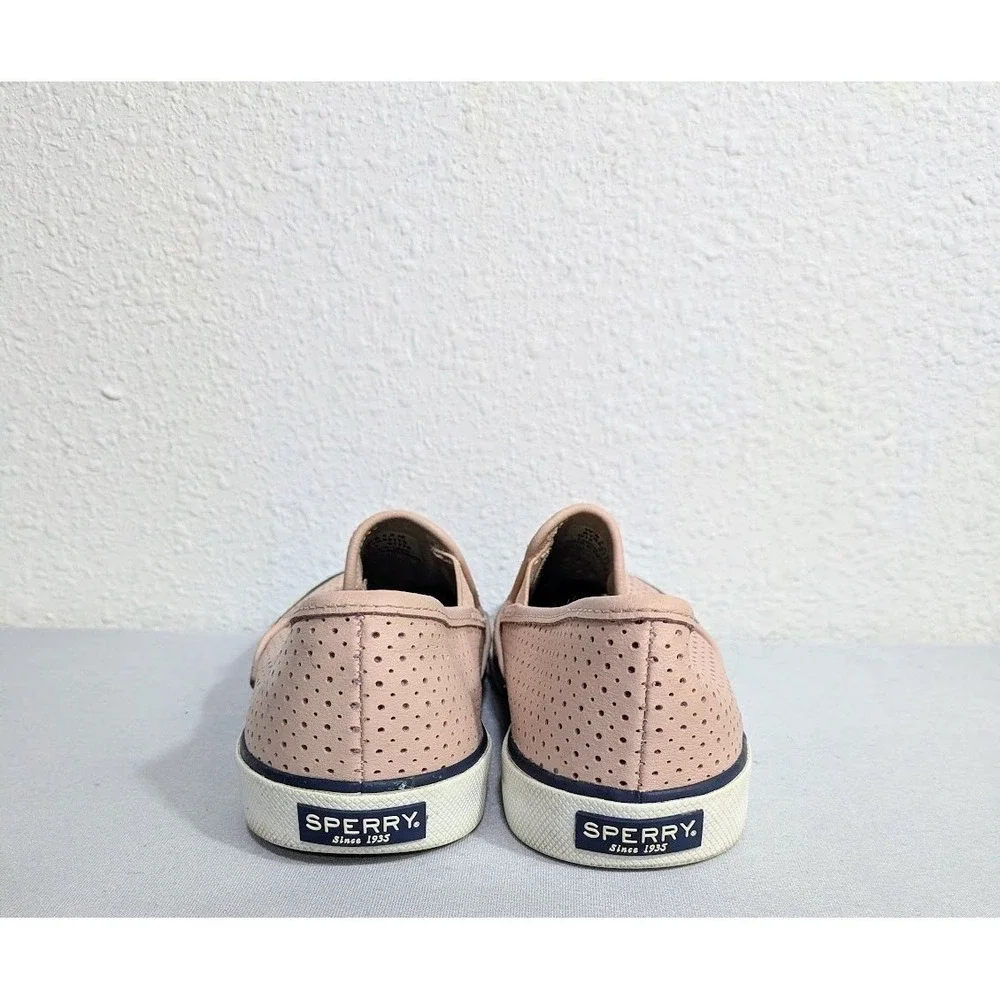 Sperry Womens 7.5  Crest Vibe Perforated Leather Slip‎ On Sneakers Blush Pink